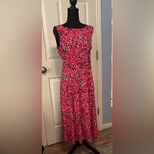 Jessica Howard Pink Pleated Tiered Midi Sundress